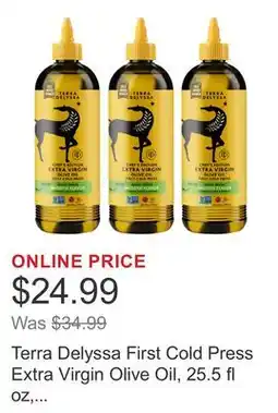 Costco Terra Delyssa First Cold Press Extra Virgin Olive Oil, 25.5 fl oz, 3-pack offer
