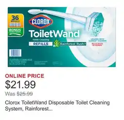 Costco Clorox ToiletWand Disposable Toilet Cleaning System, Rainforest Rush, 1 Wand & 36 Refills offer