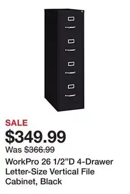 Office Depot WorkPro 26 1/2D 4-Drawer Letter-Size Vertical File Cabinet, Black offer