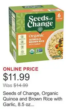 Costco Seeds of Change, Organic Quinoa and Brown Rice with Garlic, 8.5 oz Pouch, 6-Count offer