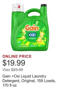 Costco Gain +Oxi Liquid Laundry Detergent, Original, 159 Loads, 170 fl oz offer