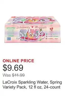 Costco LaCroix Sparkling Water, Spring Variety Pack, 12 fl oz, 24-count offer