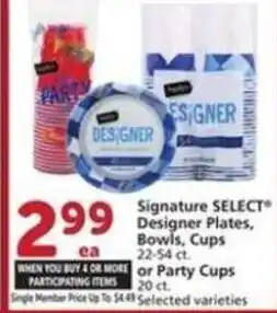 Albertsons Signature select designer plates, bowls, cups offer