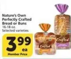 Albertsons Nature's Own Perfectly Crafted Bread or Buns offer