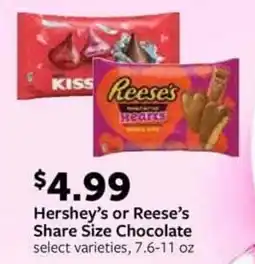Fareway Hershey's or Reese's Share Size Chocolate offer