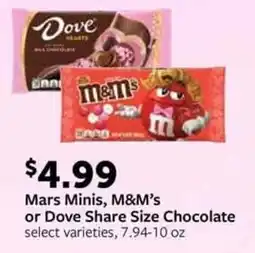 Fareway Mars Minis, M&M's or Dove Share Size Chocolate select varieties, offer