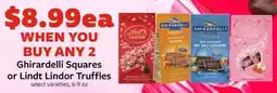 Fareway Ghirardelli Squares or Lindt Lindor Truffles offer