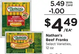 Ralphs Nathan's Beef Franks offer