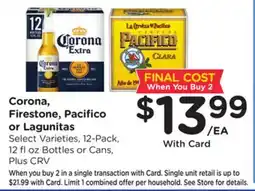 Ralphs Corona, Firestone, Pacifico or Lagunitas offer