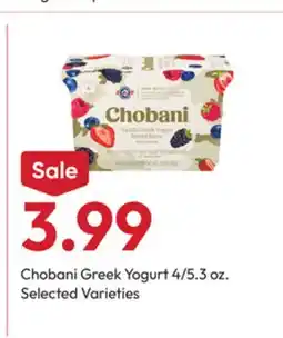 Stater Bros Chobani Greek Yogurt offer