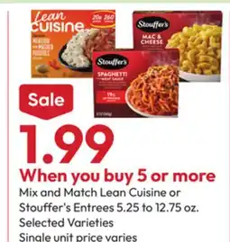 Stater Bros Lean Cuisine or Stouffer's Entrees offer