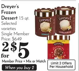 Pavilions Dreyer's Frozen Dessert offer