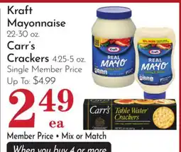 Pavilions Kraft Mayonnaise 22-30 oz. Carr's Crackers 4.25-5 oz offer