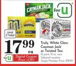 Pavilions Truly, White Claw, Cayman Jack or Twisted Tea offer