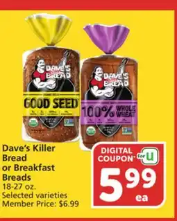 Albertsons Dave's Killer Bread or Breakfast Breads offer