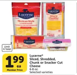 Albertsons Lucerne Sliced, Shredded, Chunk or Snacker Cut Cheese offer
