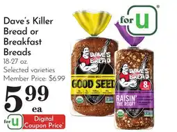 Pavilions Dave's Killer Bread or Breakfast Breads offer