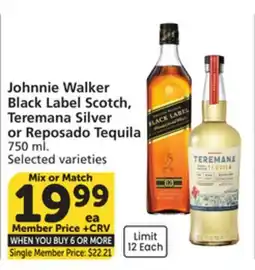 Albertsons Johnnie Walker Black Label Scotch, Teremana Silver or Reposado Tequila offer