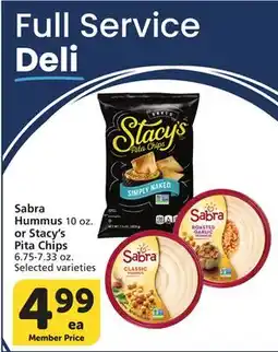 Albertsons Sabra Hummus 10 oz. or Stacy's Pita Chips 6.75-7.33 oz offer
