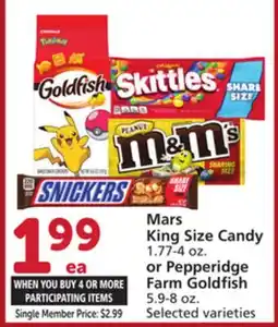 Albertsons Mars King Size Candy 1.77-4 oz. or Pepperidge Farm Goldfish 5.9-8 oz offer