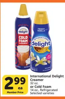 Albertsons International Delight Creamer 32 oz. or Cold Foam 14 oz offer