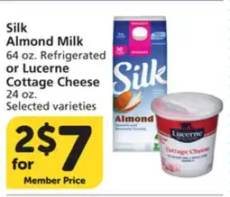Albertsons Silk Almond Milk 64 oz. or Lucerne Cottage Cheese 24 oz offer