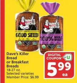 Vons Dave's Killer Bread or Breakfast Breads offer