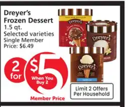 Vons Dreyer's Frozen Dessert offer