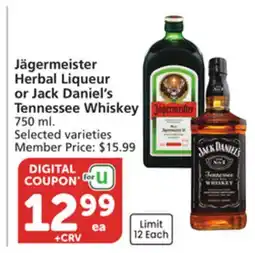 Vons Jägermeister Herbal Liqueur or Jack Daniel's Tennessee Whiskey offer