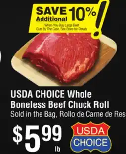 Smart & Final USDA CHOICE Whole Boneless Beef Chuck Roll offer