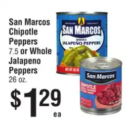 Smart & Final San Marcos Chipotle Peppers 7.5 or Whole Jalapeno Peppers 26 oz offer