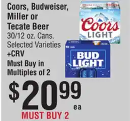 Smart & Final Coors, Budweiser, Miller or Tecate Beer offer
