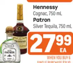 Tony’s Fresh Market Hennessy Cognac, 750mL, Patron Silver Tequila, 750mL offer