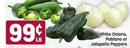 Tony’s Fresh Market White Onions, Poblano or Jalapeño Peppers offer