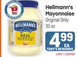 Tony’s Fresh Market Hellmann's Mayonnaise offer
