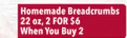 Tony’s Fresh Market Homemade Breadcrumbs offer