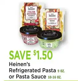 Heinen's Heinen's Refrigerated Pasta 9 OZ. or Pasta Sauce 10-16 OZ offer