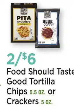 Heinen's Food Should Taste Good Tortilla Chips 5.5 OZ. or Crackers 5 OZ offer