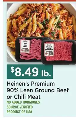 Heinen's Heinen's Premium 90% Lean Ground Beef or Chili Meat offer