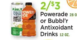 Heinen's Powerade, 28 OZ. or Bubbl'r Antixoidant Drinks, 12 OZ offer