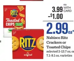 Mariano's Nabisco Ritz Crackers or Toasted Chips offer