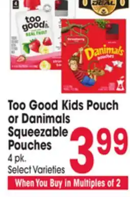 Jewel-Osco Too Good Kids Pouch or Danimals Squeezable Pouches offer