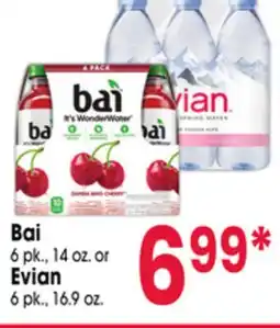 Jewel-Osco Bai 6 pk., 14 oz. or Evian 6 pk., 16.9 oz offer