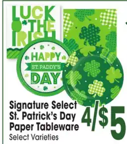 Jewel-Osco Signature Select St. Patrick's Day Paper Tableware offer