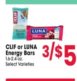 Jewel-Osco CLIF or LUNA Energy Bars offer