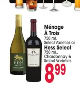 Jewel-Osco Ménage À Trois 750 ml. Hess Select 750 ml., Chardonnay offer