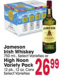Jewel-Osco Jameson Irish Whiskey 750 ml., or High Noon Variety Pack 12 pk., 12 oz. Cans offer