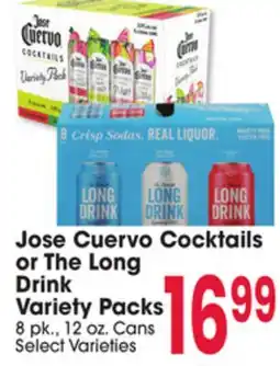 Jewel-Osco Jose Cuervo Cocktails or The Long Drink Variety Packs offer
