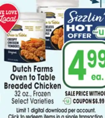 Jewel-Osco Dutch Farms Oven to Table Breaded Chicken offer
