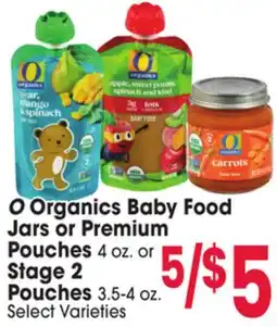 Jewel-Osco O Organics Baby Food Jars or Premium Pouches 4 oz. or Stage 2 Pouches 3.5-4 oz offer